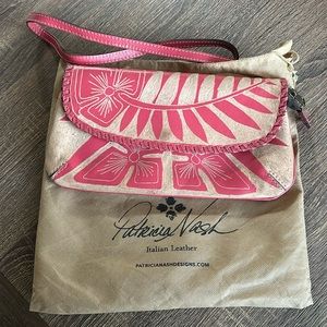 Red leaf crossbody/ clutch bag.